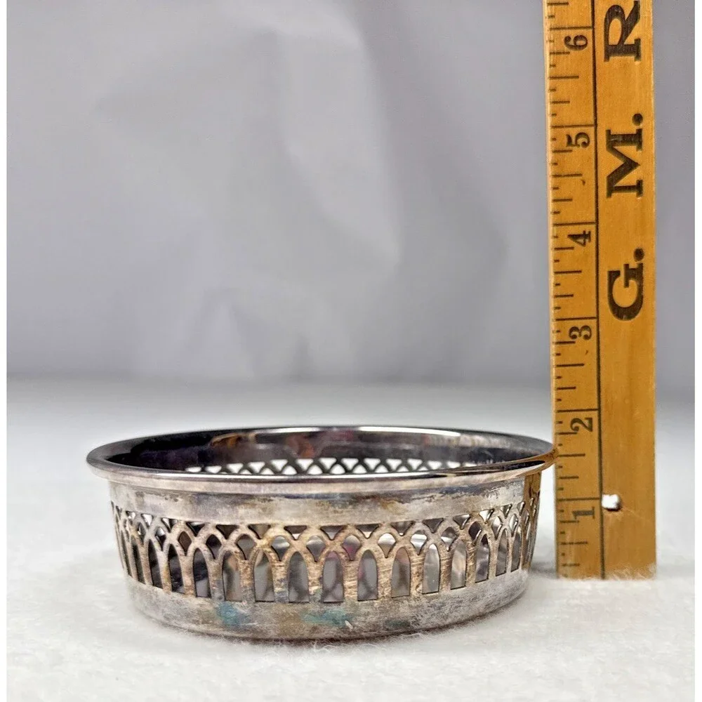 Lunt Silverplate Wine Bottle Coaster M210 Pierced Gallery Barware Vintage